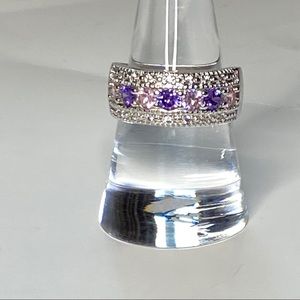 silver band with purple stones